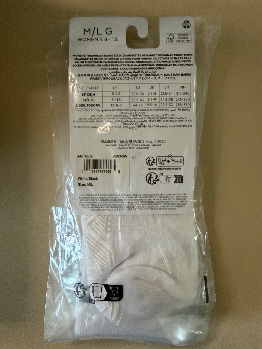 NWT ALO Women’s Throwback Barre Sock M/L - Picture 6 of 6